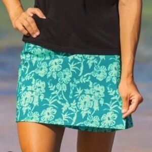 RipSkirt Hawaii Skirt size Large 12 - 14 Green Hibiscus Green Length 2 N…